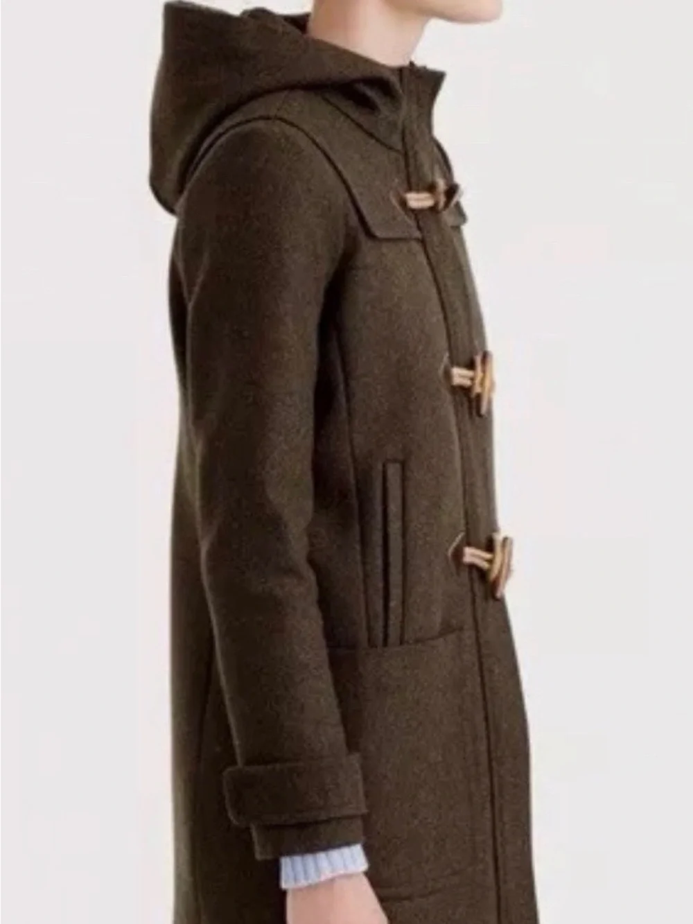 J. Crew Olive Toggle Wool-Blend Pea Coat - Picture 2 of 16
